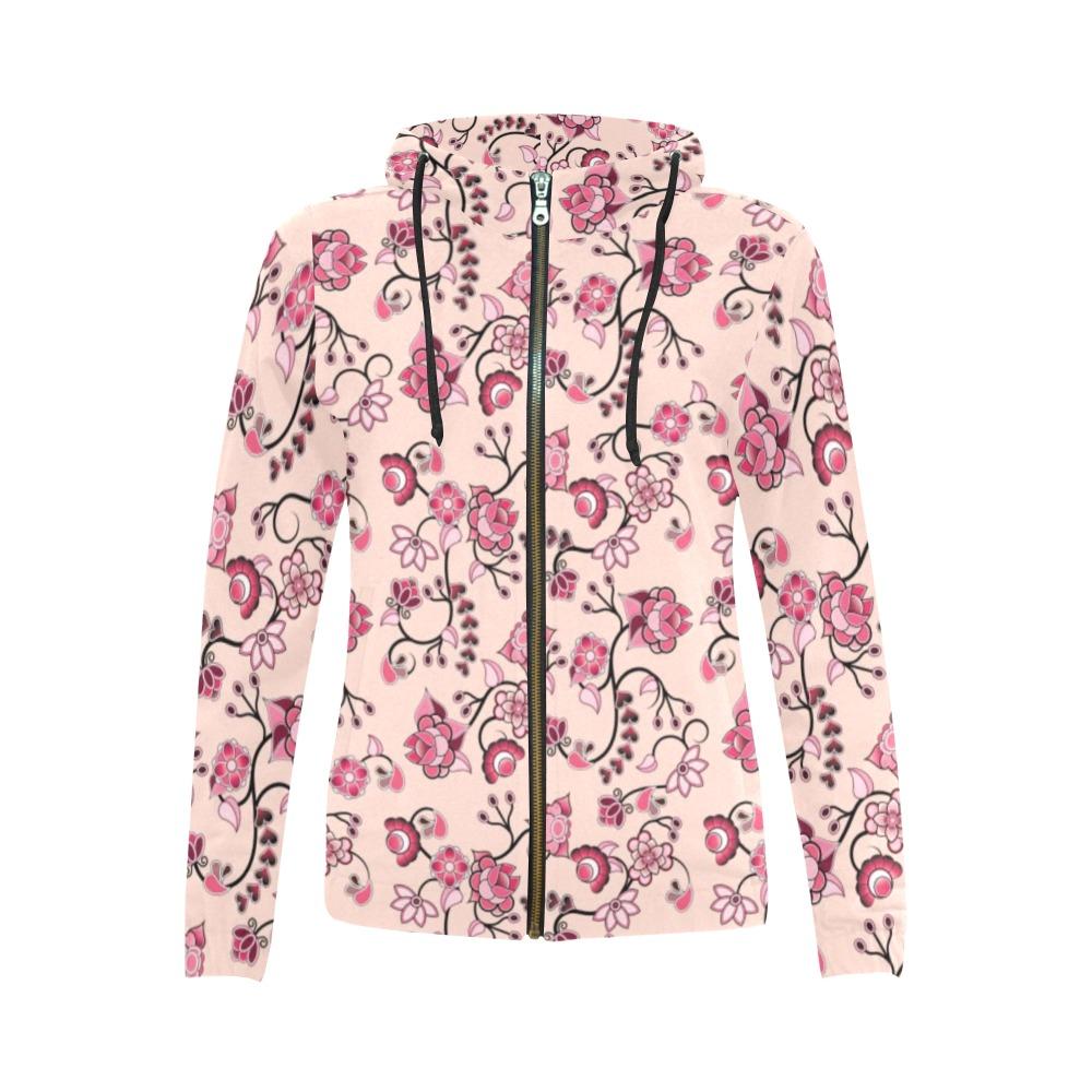 Floral Amour All Over Print Full Zip Hoodie for Women (Model H14) All Over Print Full Zip Hoodie for Women (H14) e-joyer 