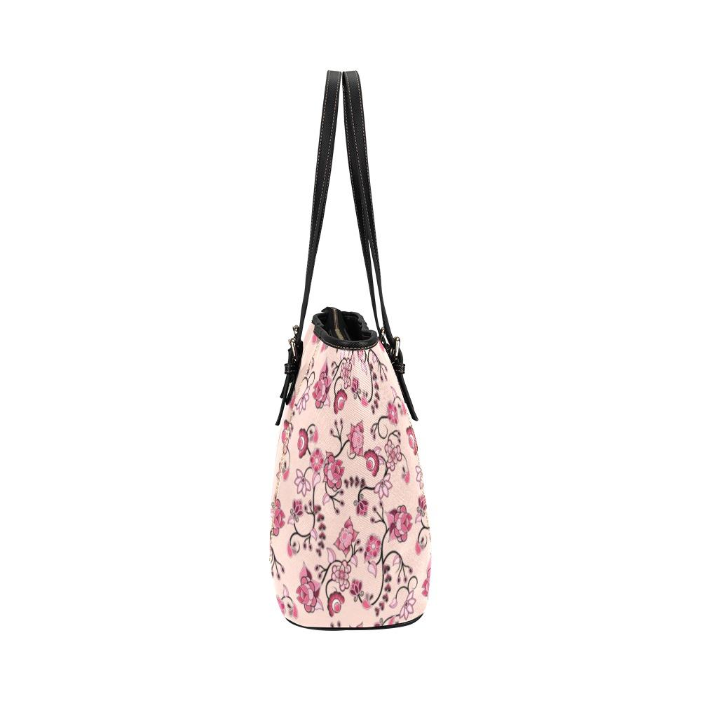 Floral Amour Leather Tote Bag/Large (Model 1640) Leather Tote Bag (1640) e-joyer 