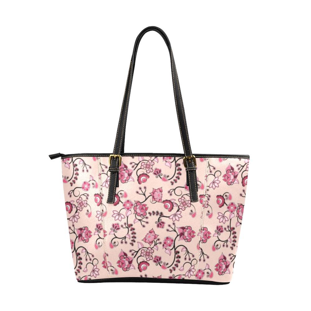 Floral Amour Leather Tote Bag/Large (Model 1640) Leather Tote Bag (1640) e-joyer 