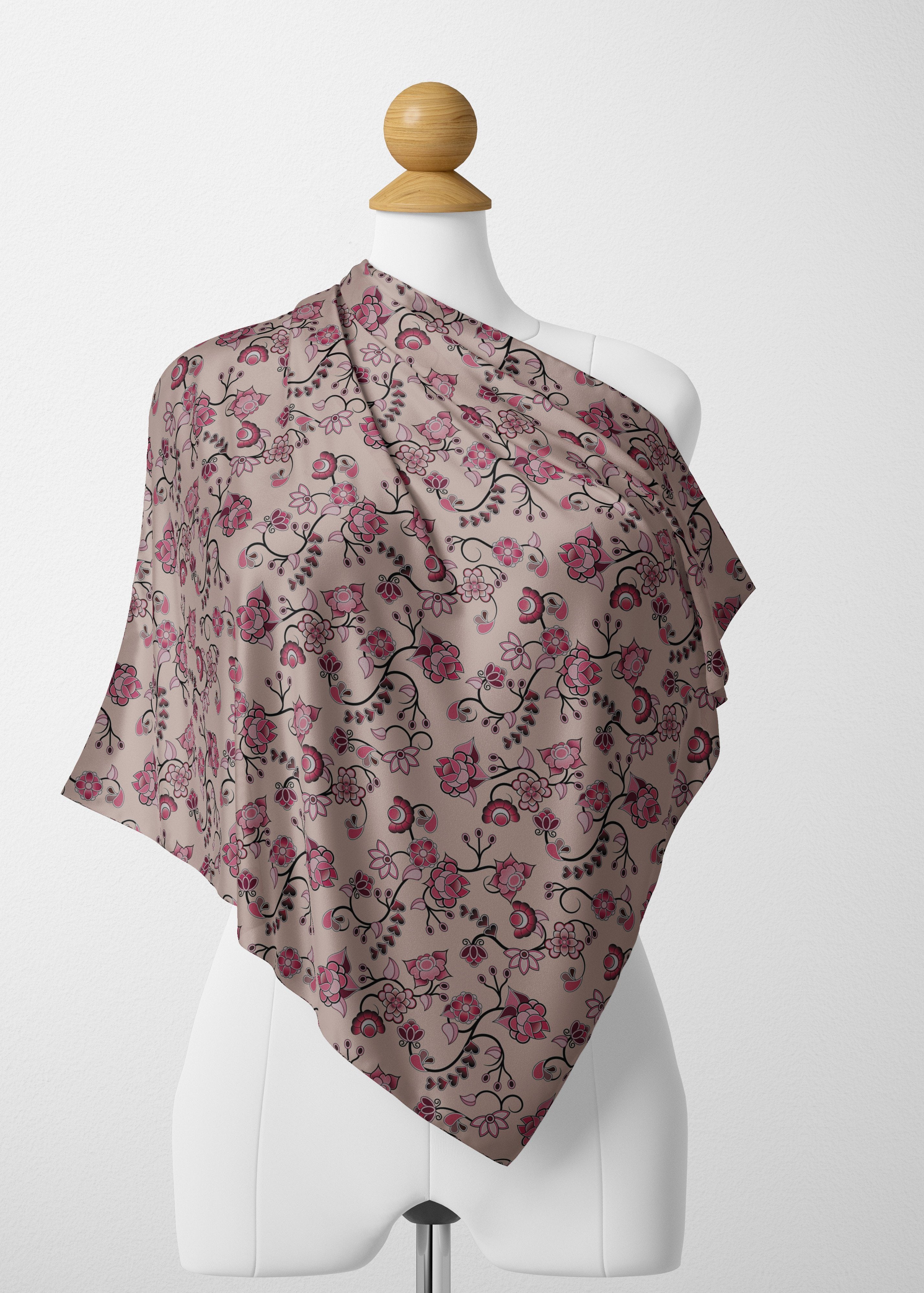 Floral Amour Satin Shawl Scarf 49 Dzine 