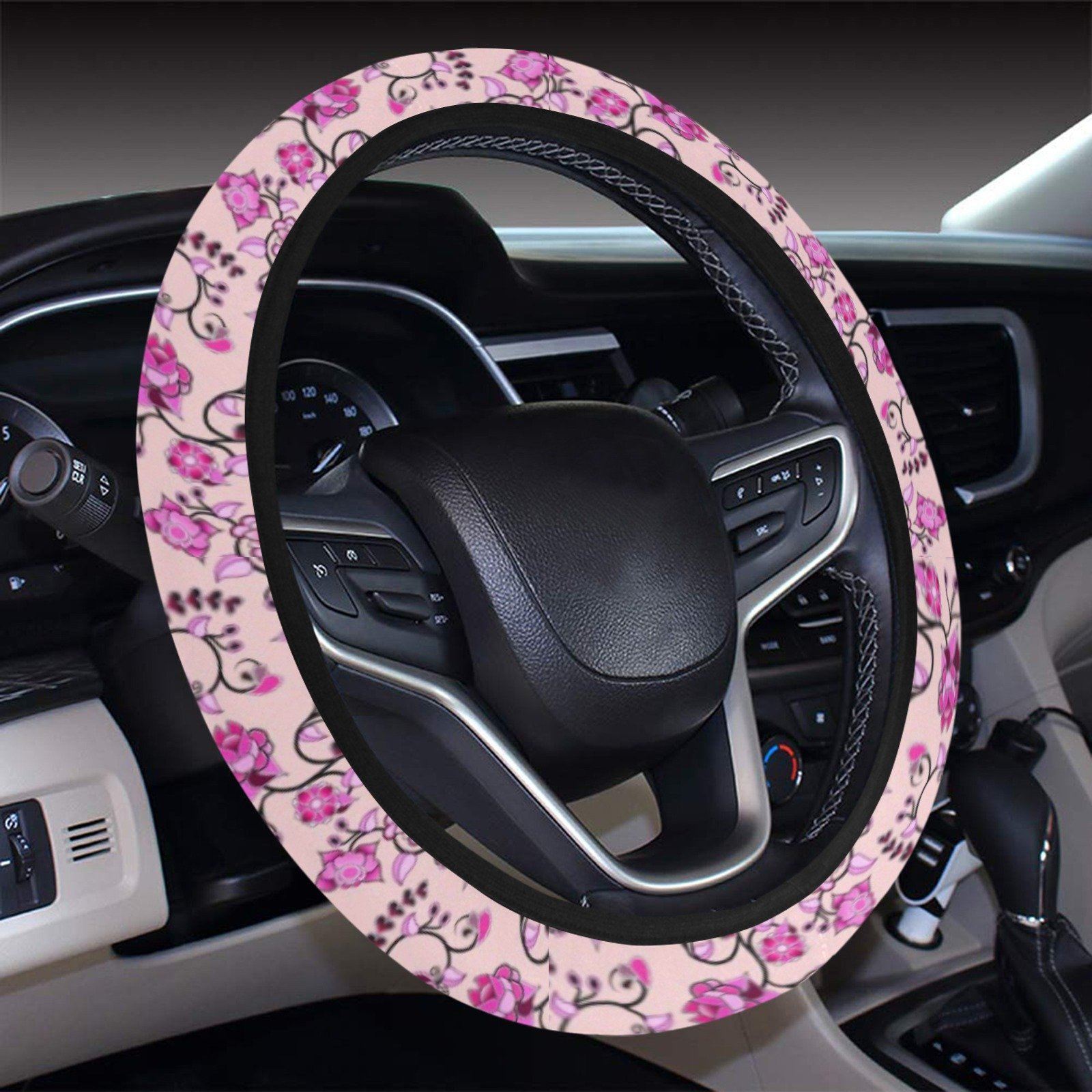 Floral Amour Steering Wheel Cover with Elastic Edge Steering Wheel Cover with Elastic Edge e-joyer 