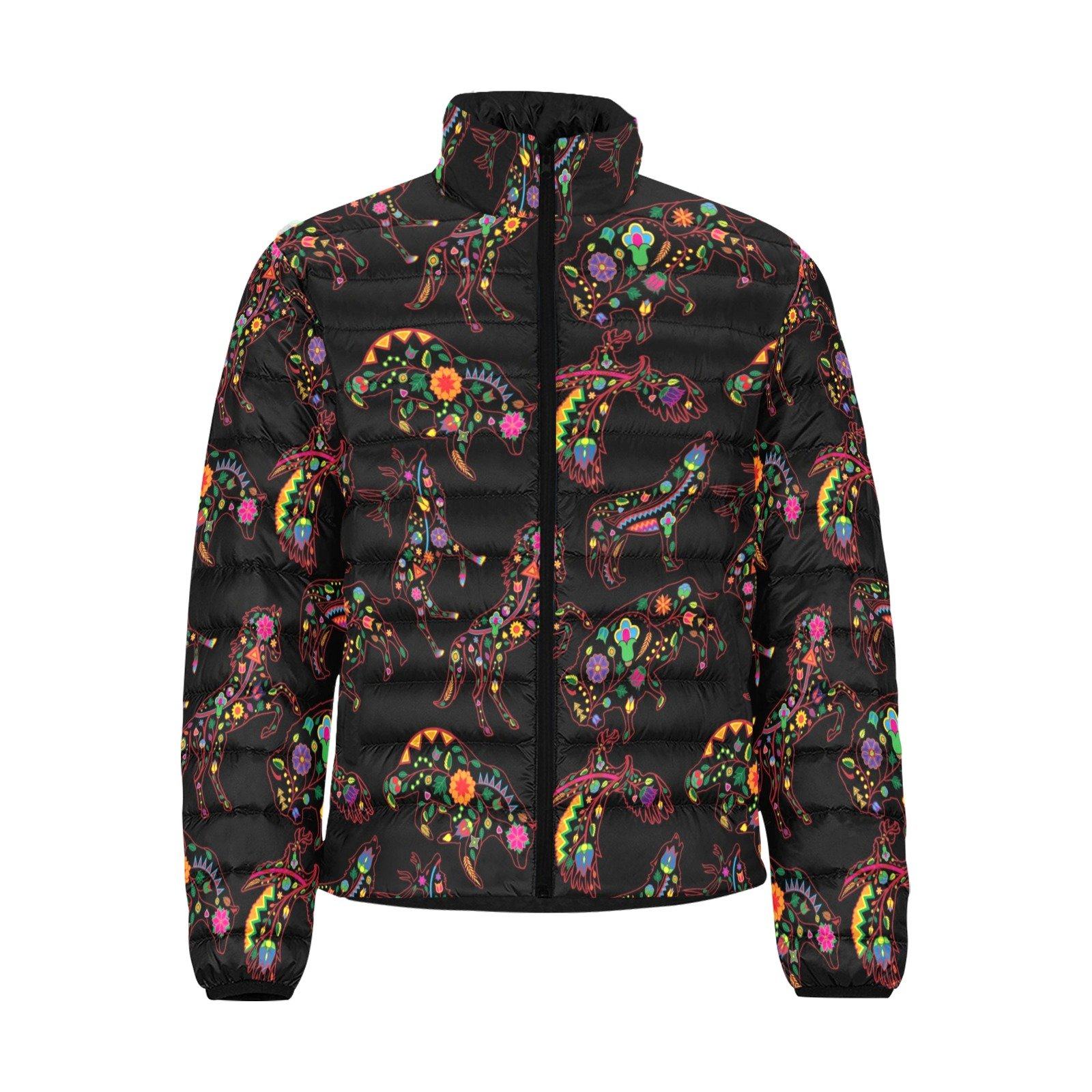 Floral Animals Men's Stand Collar Padded Jacket (Model H41) Men's Stand Collar Padded Jacket (H41) e-joyer 