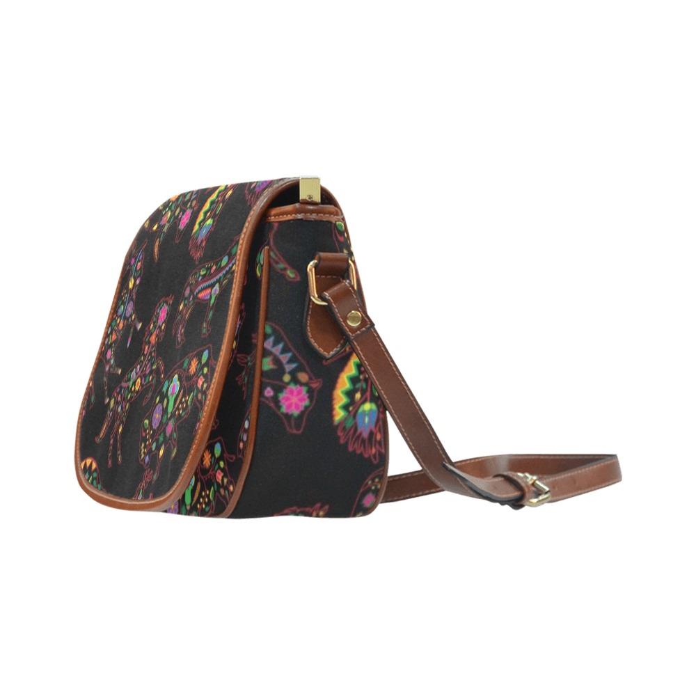 Floral Animals Saddle Bag/Large (Model 1649) bag e-joyer 