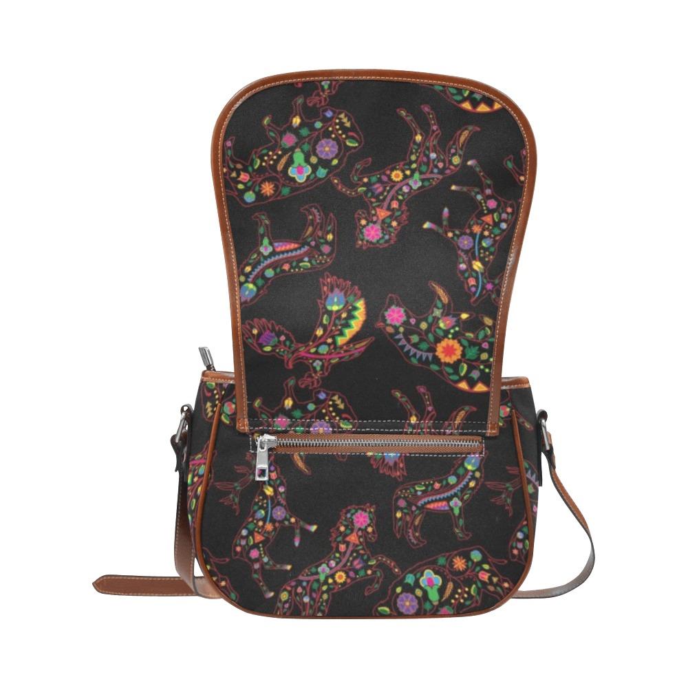 Floral Animals Saddle Bag/Large (Model 1649) bag e-joyer 