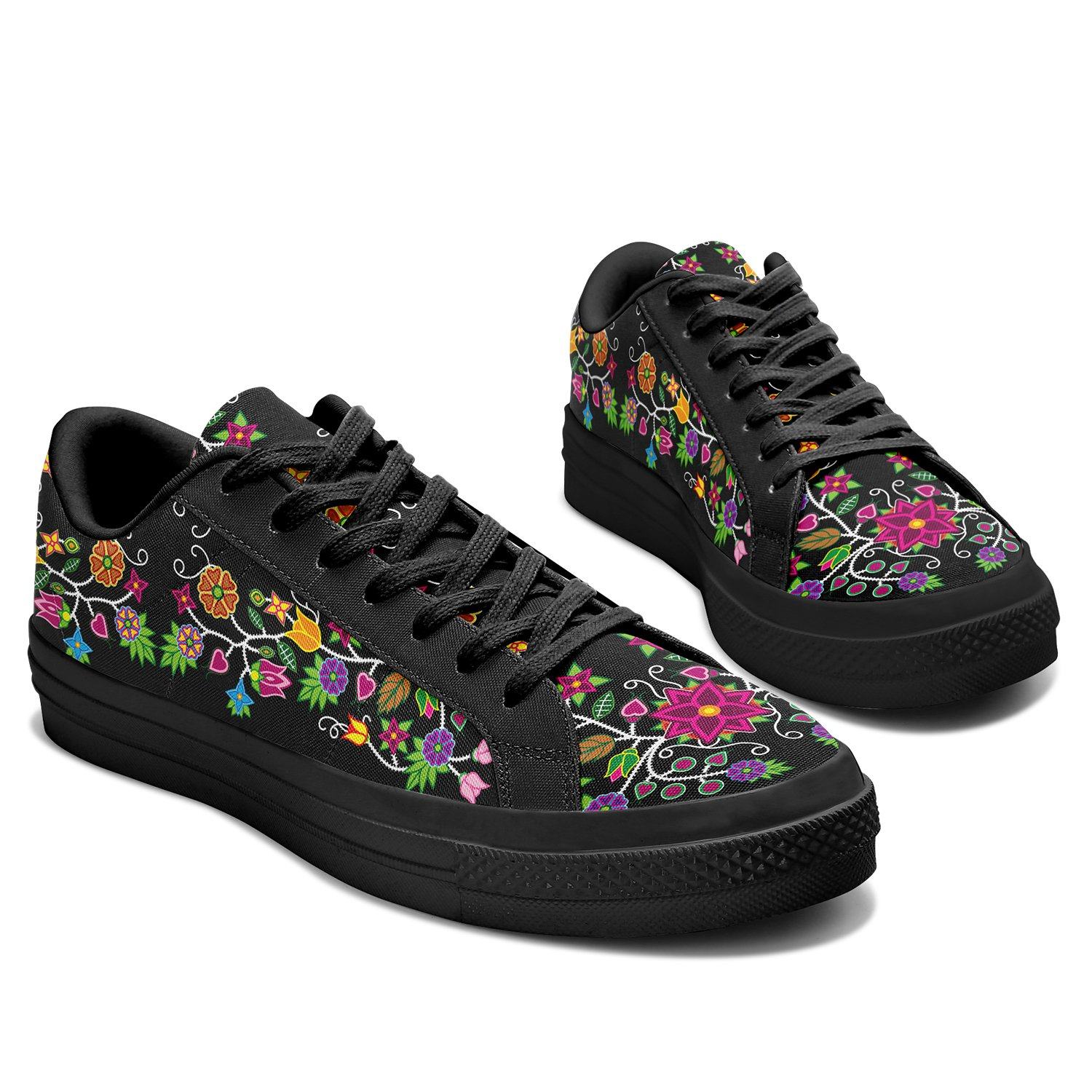 Floral Beadwork - 01 Aapisi Low Top Canvas Shoes Black Sole 49 Dzine 