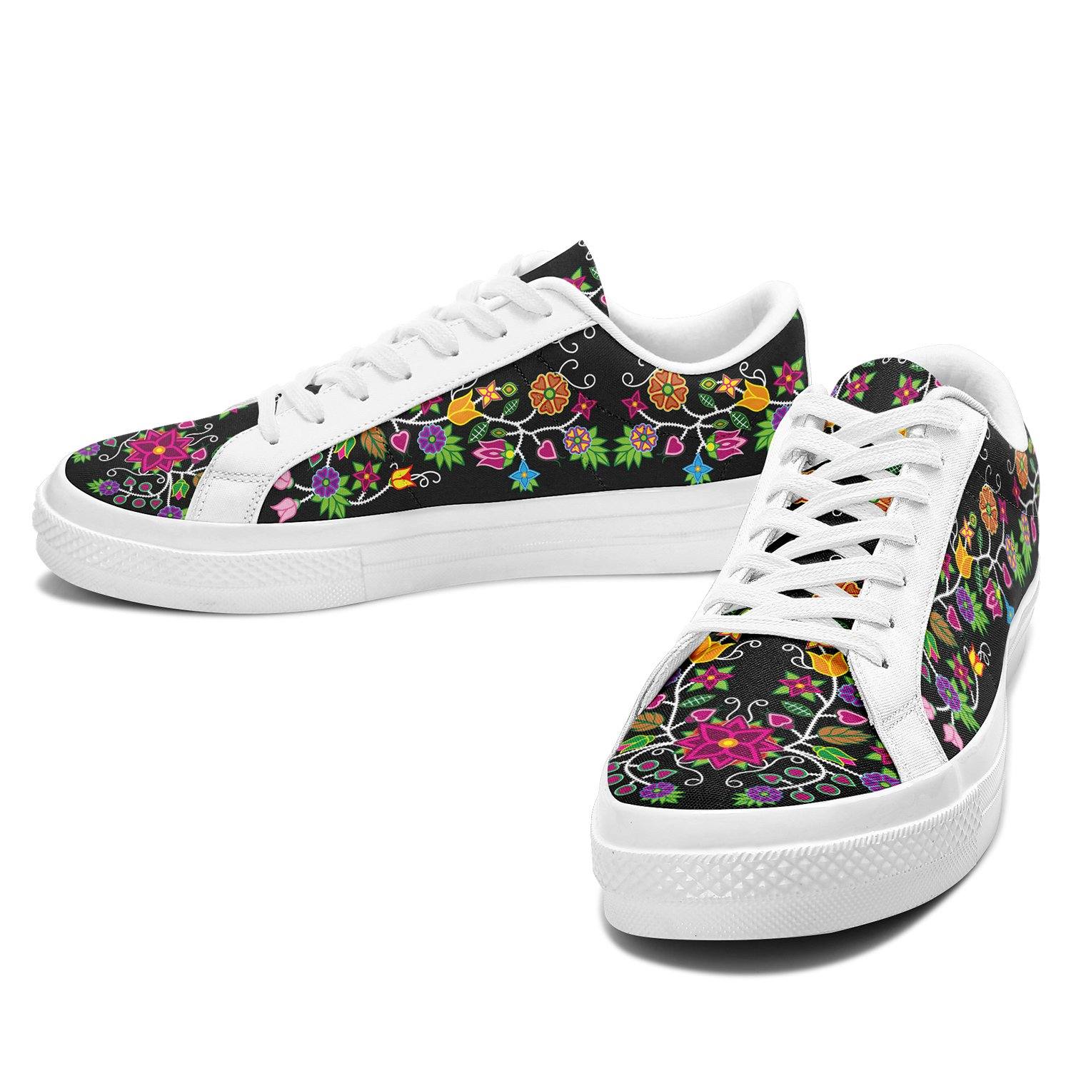 Floral Beadwork - 01 Aapisi Low Top Canvas Shoes White Sole 49 Dzine 