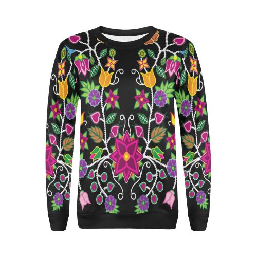 Floral Beadwork-01 All Over Print Crewneck Sweatshirt for Women (Model H18) Crewneck Sweatshirt for Women (H18) e-joyer 