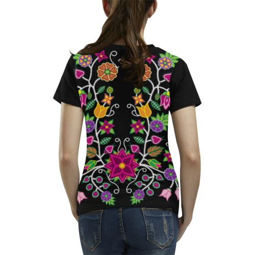 Floral Beadwork-01 All Over Print T-shirt for Women/Large Size (USA Size) (Model T40) All Over Print T-Shirt for Women/Large (T40) e-joyer 