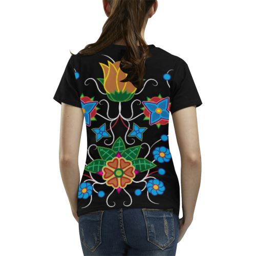 Floral Beadwork-02 All Over Print T-shirt for Women/Large Size (USA Size) (Model T40) All Over Print T-Shirt for Women/Large (T40) e-joyer 