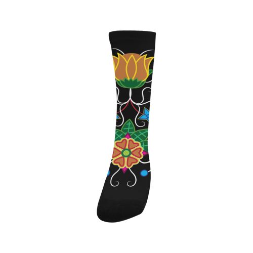 Floral Beadwork-02 Trouser Socks Socks e-joyer 