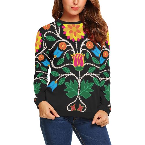 Floral Beadwork-03 All Over Print Crewneck Sweatshirt for Women (Model H18) Crewneck Sweatshirt for Women (H18) e-joyer 