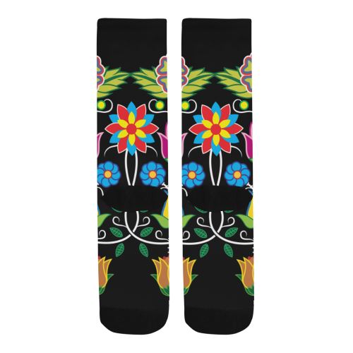 Floral Beadwork-04 Trouser Socks Socks e-joyer 
