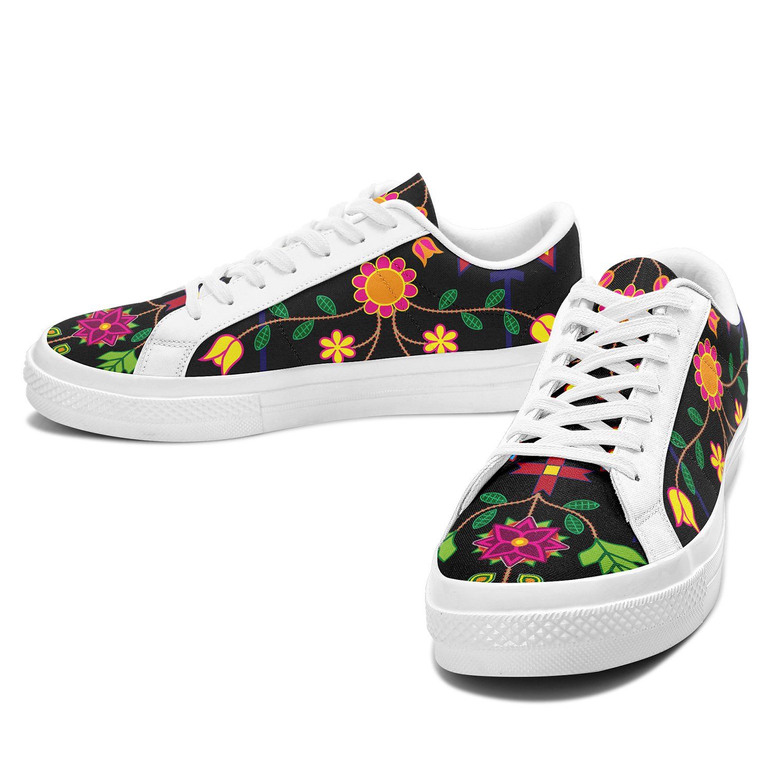 Floral Beadwork Aapisi Low Top Canvas Shoes White Sole aapisi Herman 