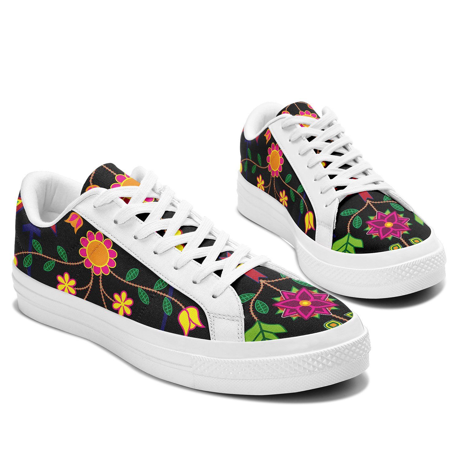 Floral Beadwork Aapisi Low Top Canvas Shoes White Sole aapisi Herman 