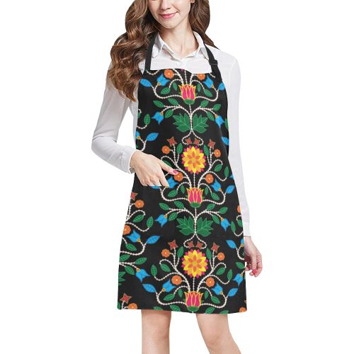 Floral Beadwork Four Clans All Over Print Apron All Over Print Apron e-joyer 