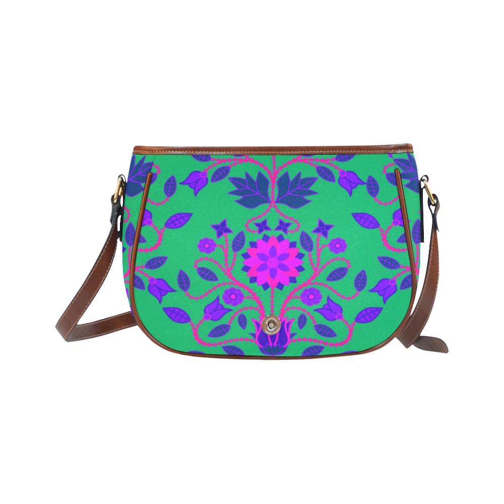 Floral Beadwork Four Clans Deep Lake Saddle Bag/Small (Model 1649) Full Customization Saddle Bag/Small (Full Customization) e-joyer 