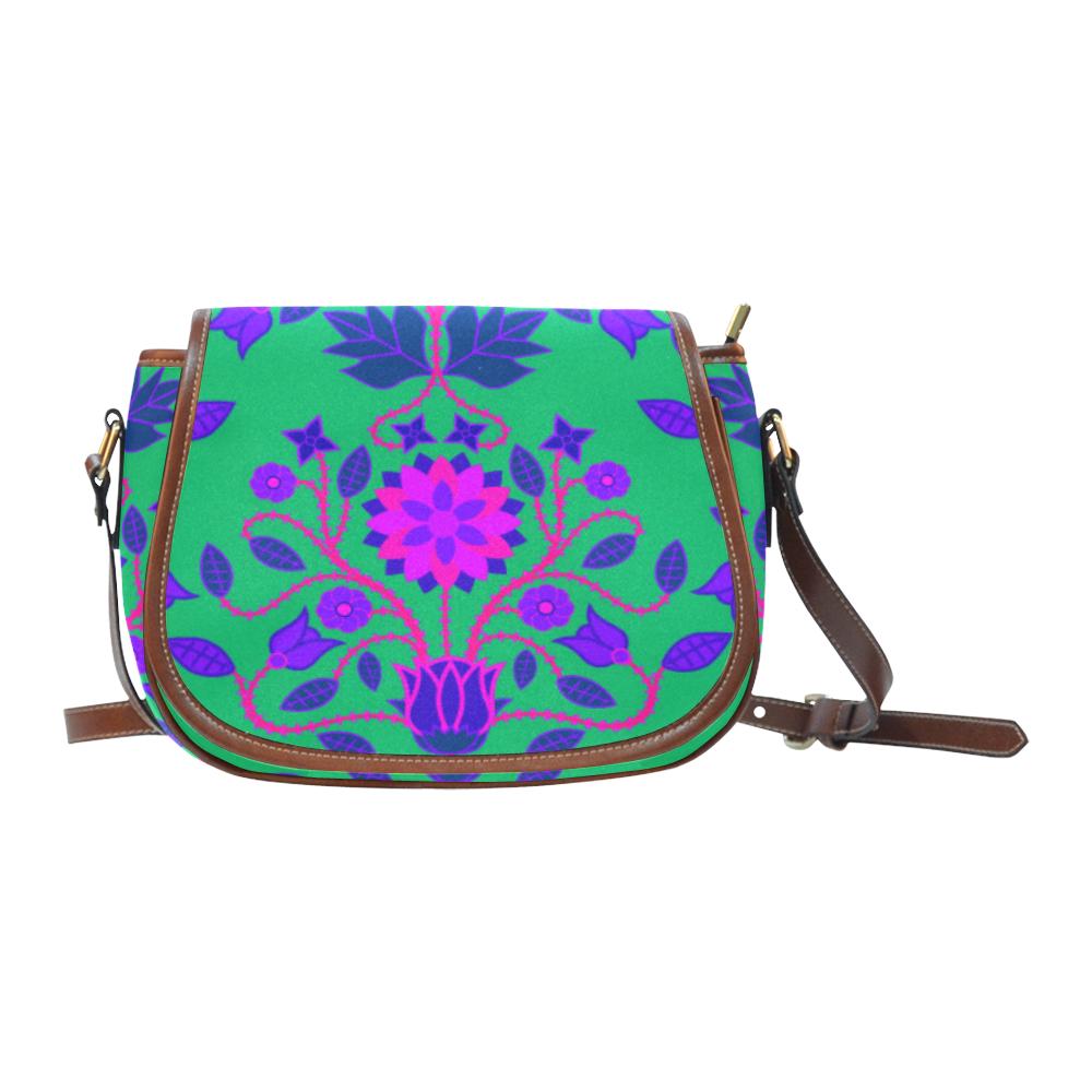 Floral Beadwork Four Clans Deep Lake Saddle Bag/Small (Model 1649) Full Customization Saddle Bag/Small (Full Customization) e-joyer 