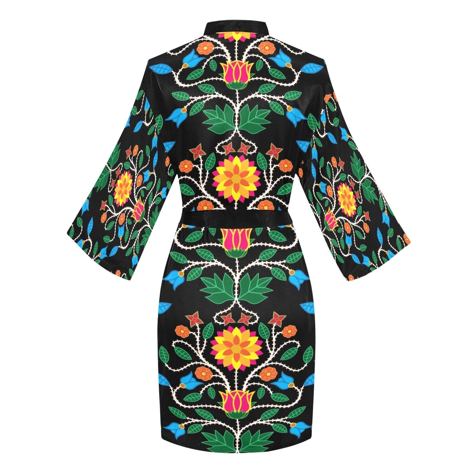 Floral Beadwork Four Clans Long Sleeve Kimono Robe Long Sleeve Kimono Robe e-joyer 