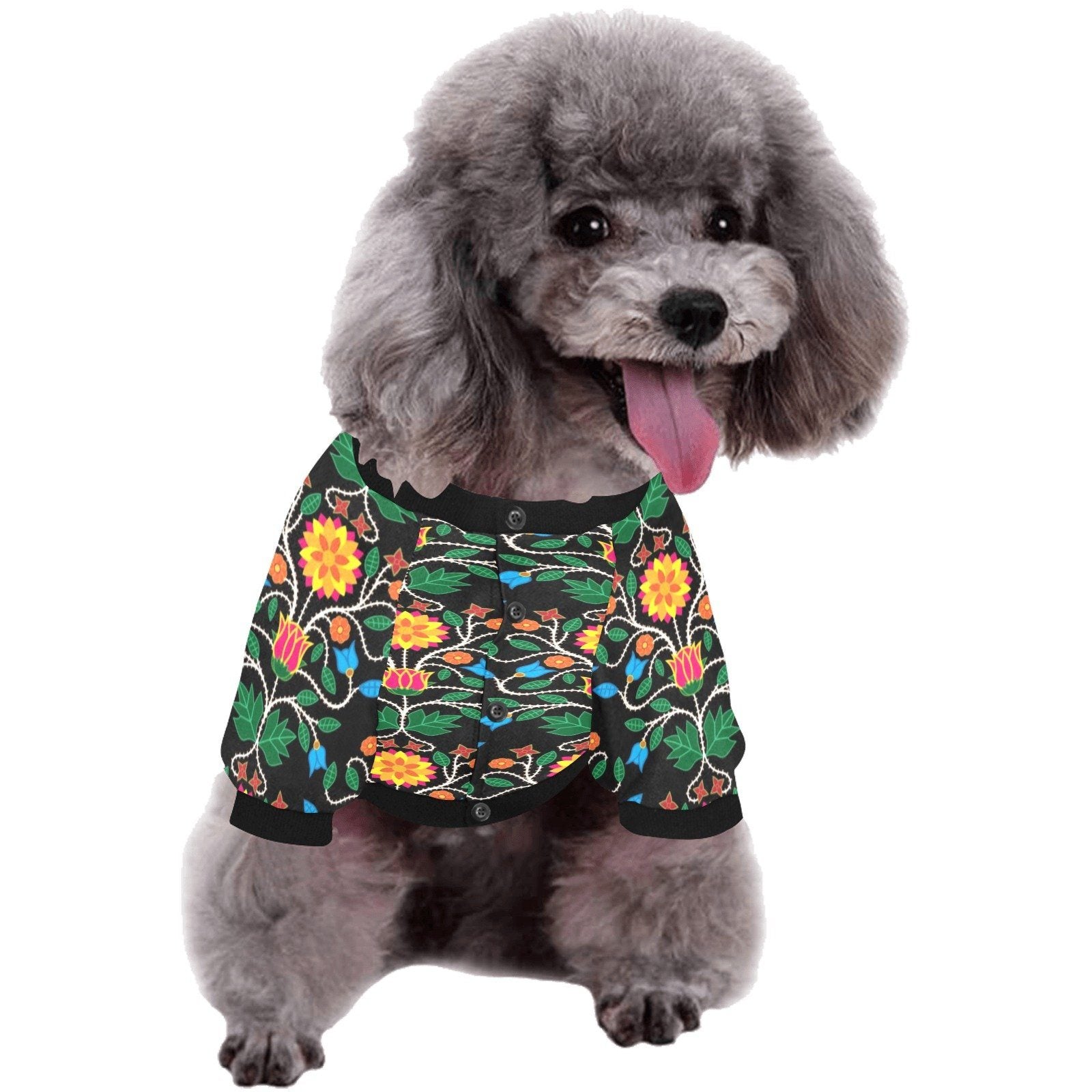 Floral Beadwork Four Clans Pet Dog Round Neck Shirt Pet Dog Round Neck Shirt e-joyer 