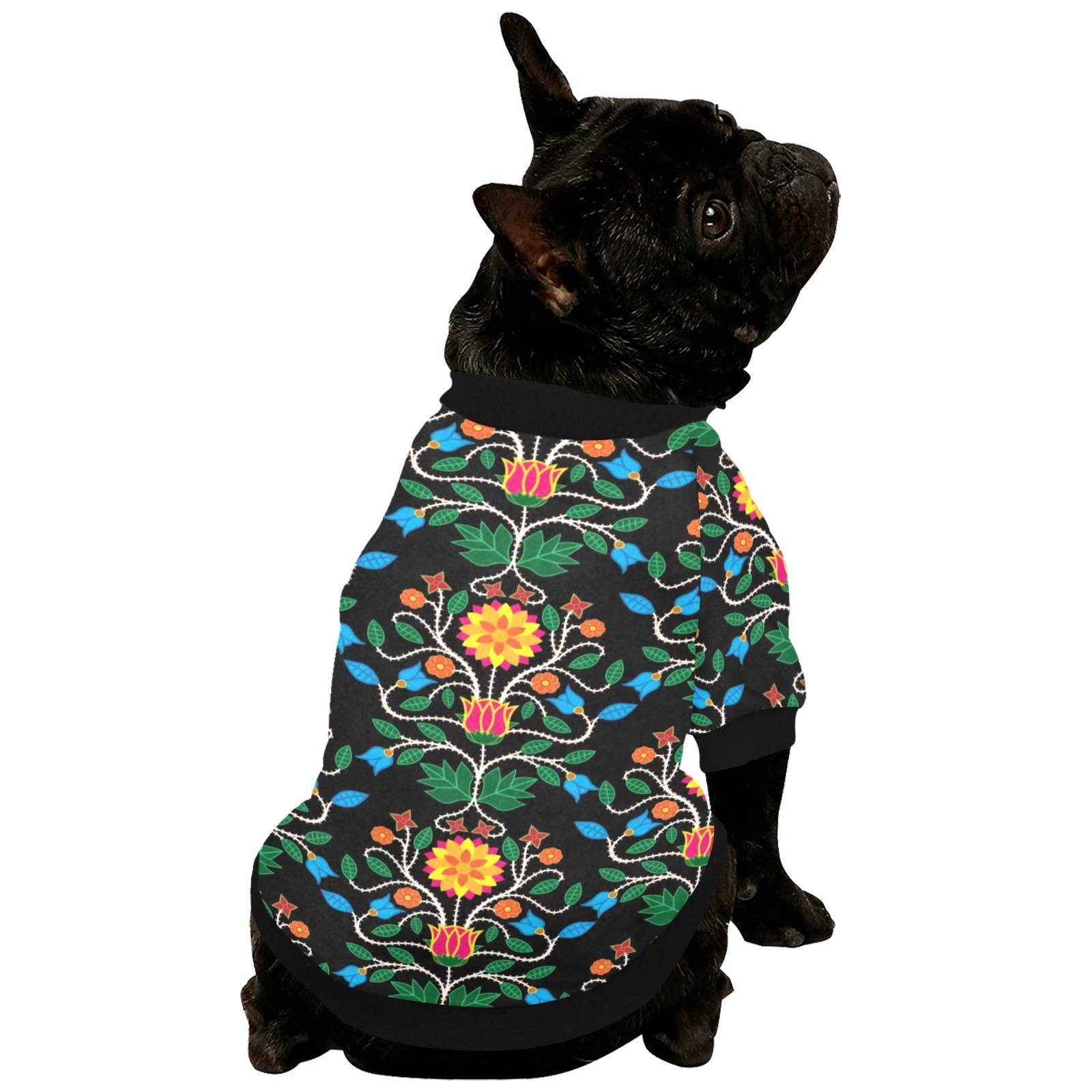 Floral Beadwork Four Clans Pet Dog Round Neck Shirt Pet Dog Round Neck Shirt e-joyer 