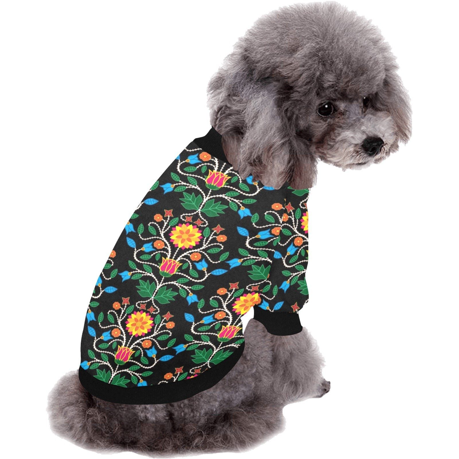 Floral Beadwork Four Clans Pet Dog Round Neck Shirt Pet Dog Round Neck Shirt e-joyer 