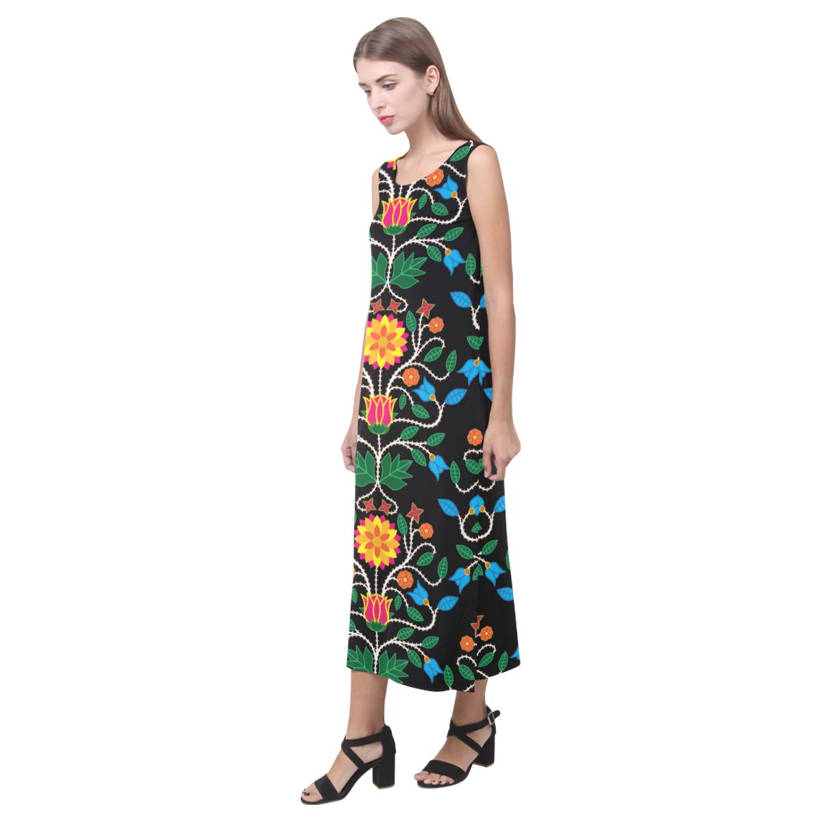 Floral Beadwork Four Clans Phaedra Sleeveless Open Fork Long Dress (Model D08) Phaedra Sleeveless Open Fork Long Dress (D08) e-joyer 