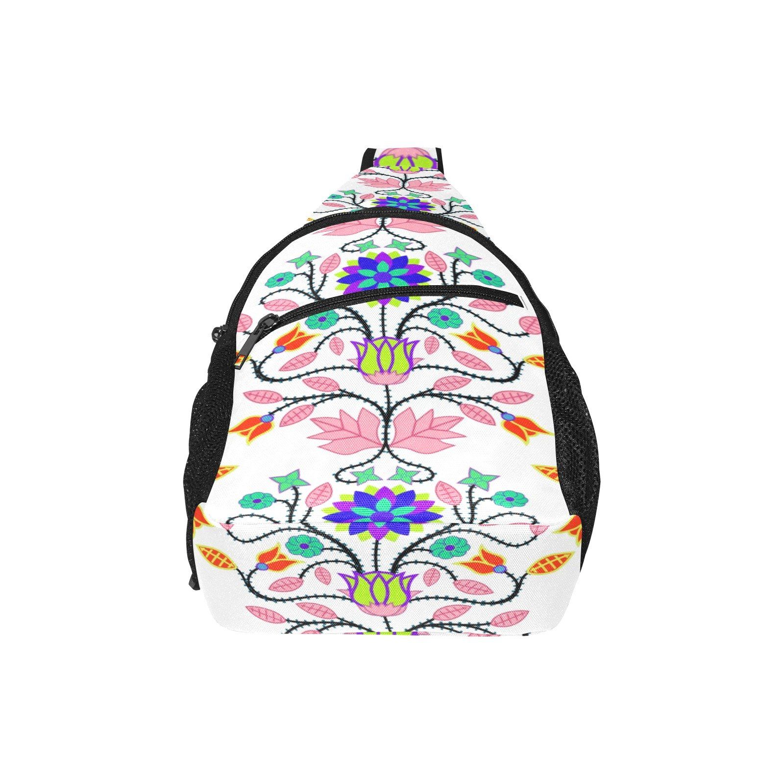 Floral Beadwork Four Clans White All Over Print Chest Bag (Model 1719) All Over Print Chest Bag (1719) e-joyer 