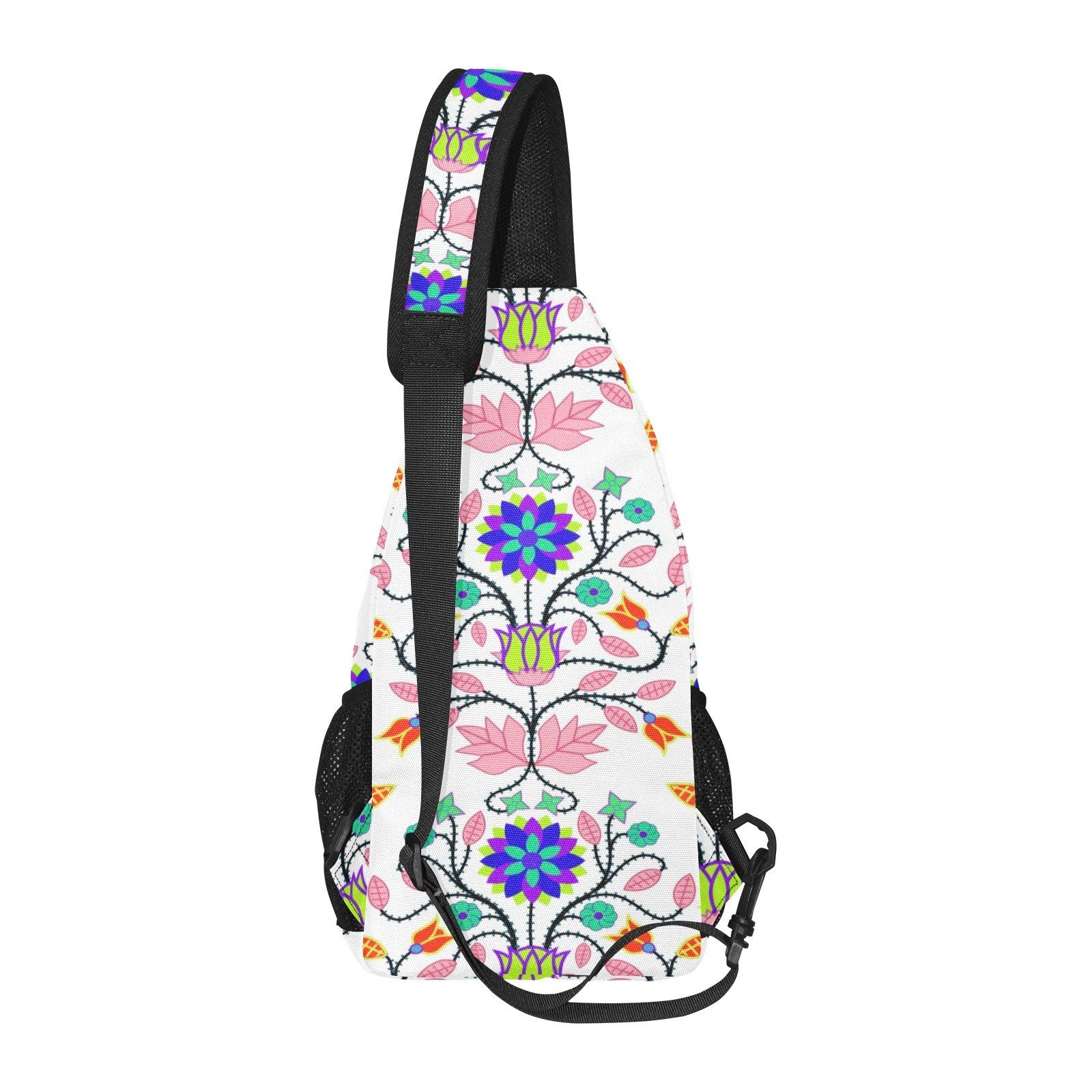 Floral Beadwork Four Clans White All Over Print Chest Bag (Model 1719) All Over Print Chest Bag (1719) e-joyer 