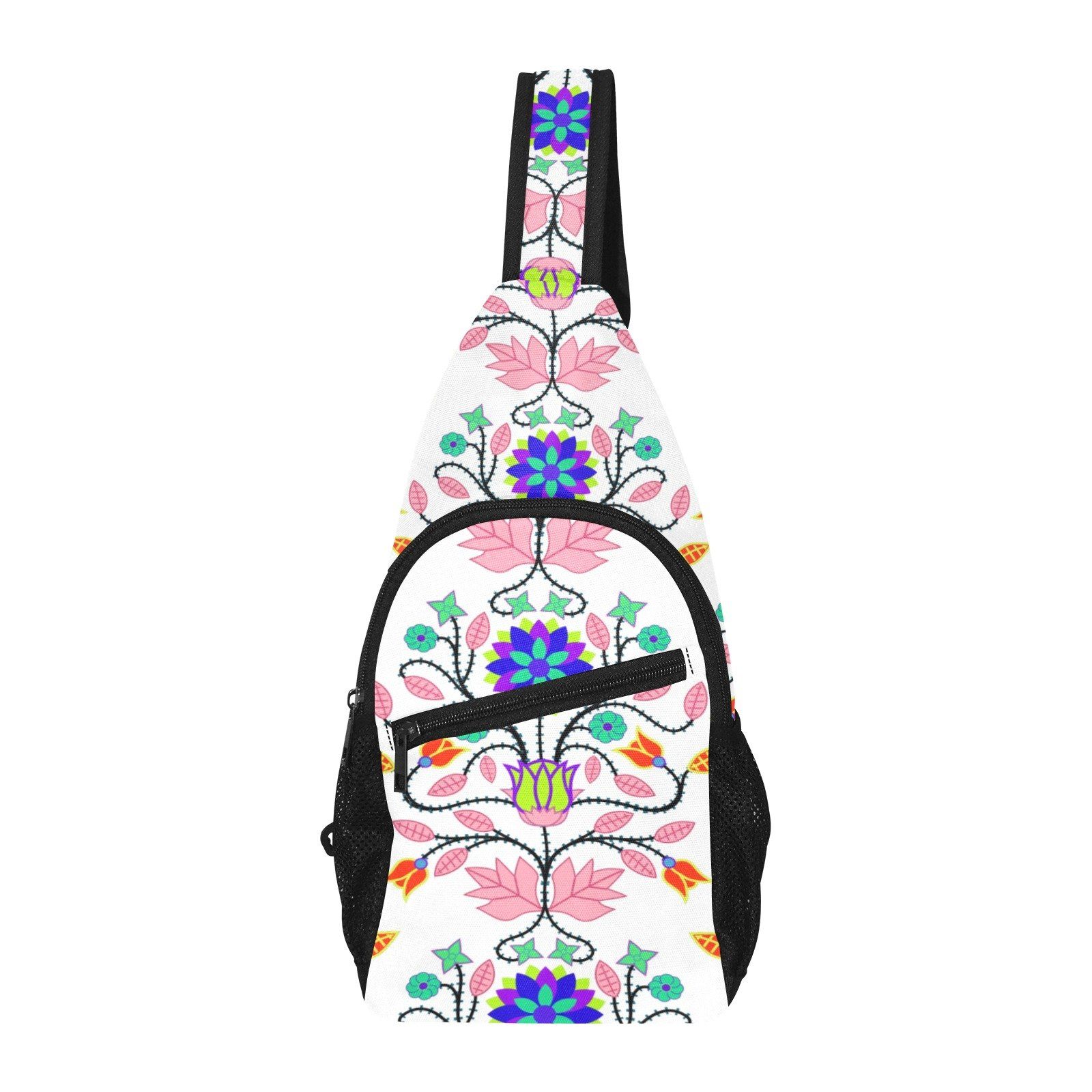 Floral Beadwork Four Clans White All Over Print Chest Bag (Model 1719) All Over Print Chest Bag (1719) e-joyer 