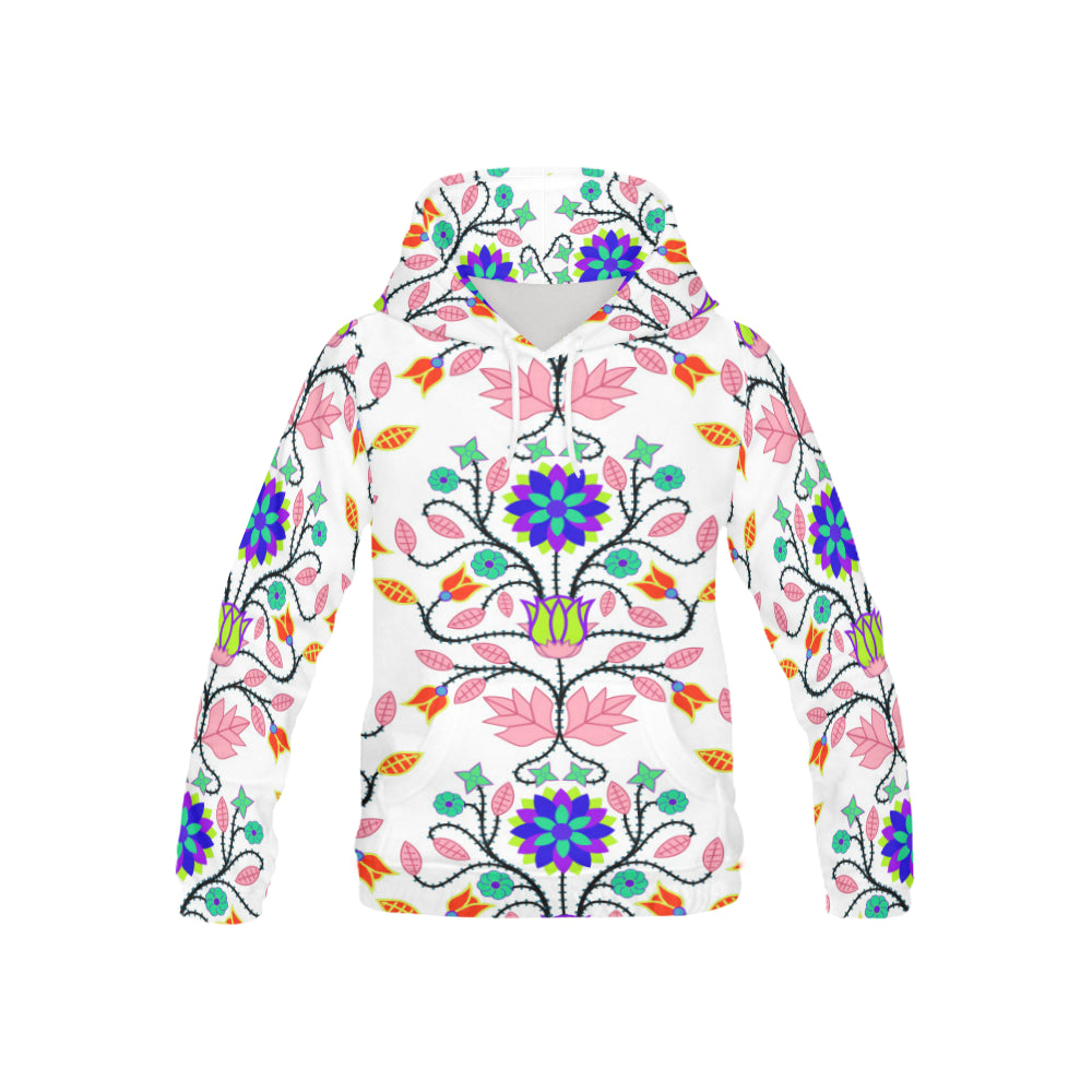 Floral Beadwork Four Clans White All Over Print Hoodie for Kid (USA Size) (Model H13) All Over Print Hoodie for Kid (H13) e-joyer 