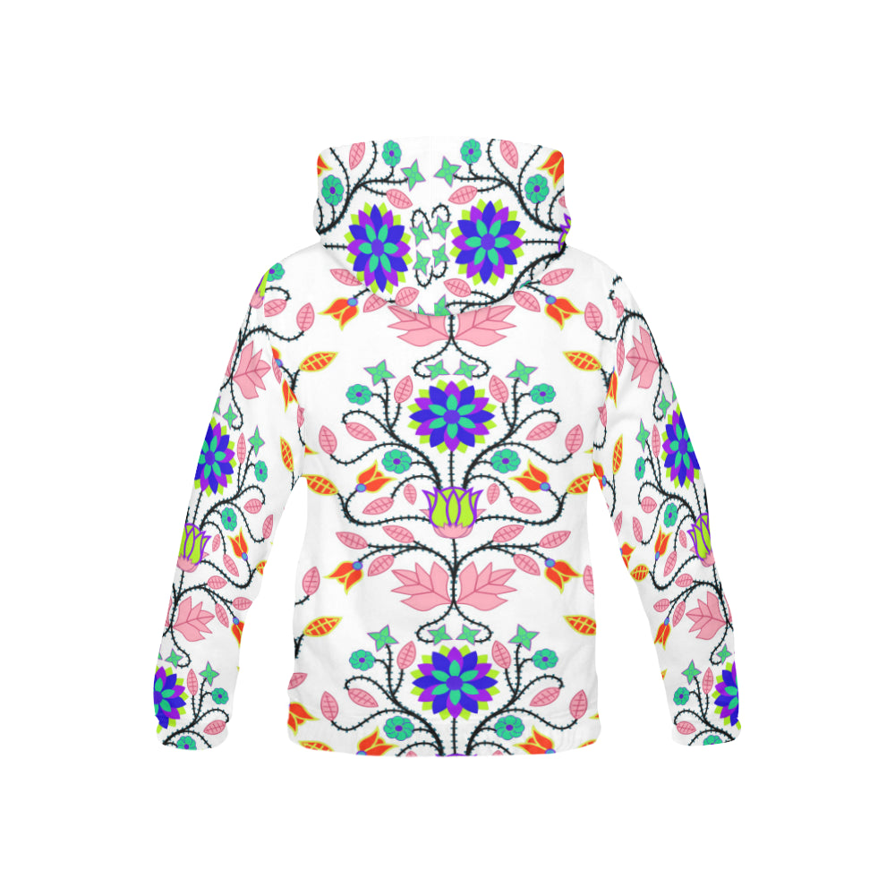 Floral Beadwork Four Clans White All Over Print Hoodie for Kid (USA Size) (Model H13) All Over Print Hoodie for Kid (H13) e-joyer 