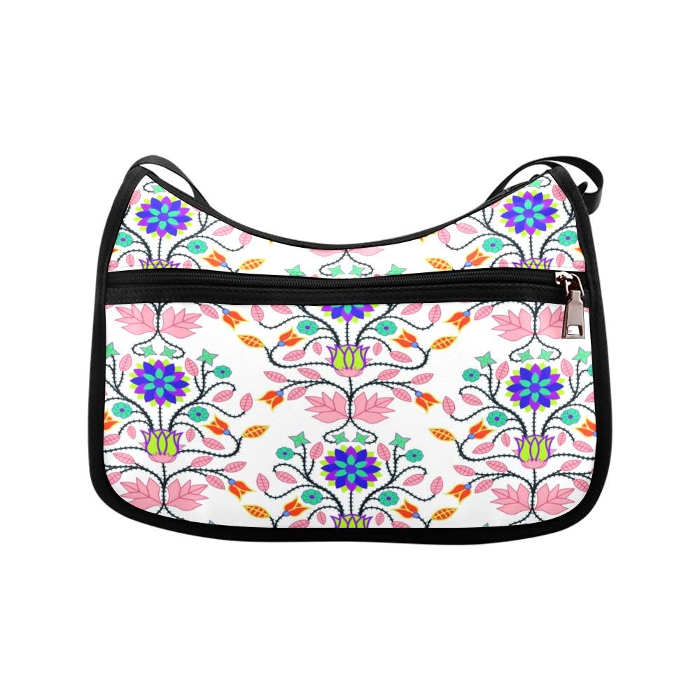 Floral Beadwork Four Clans White Crossbody Bags (Model 1616) Crossbody Bags (1616) e-joyer 