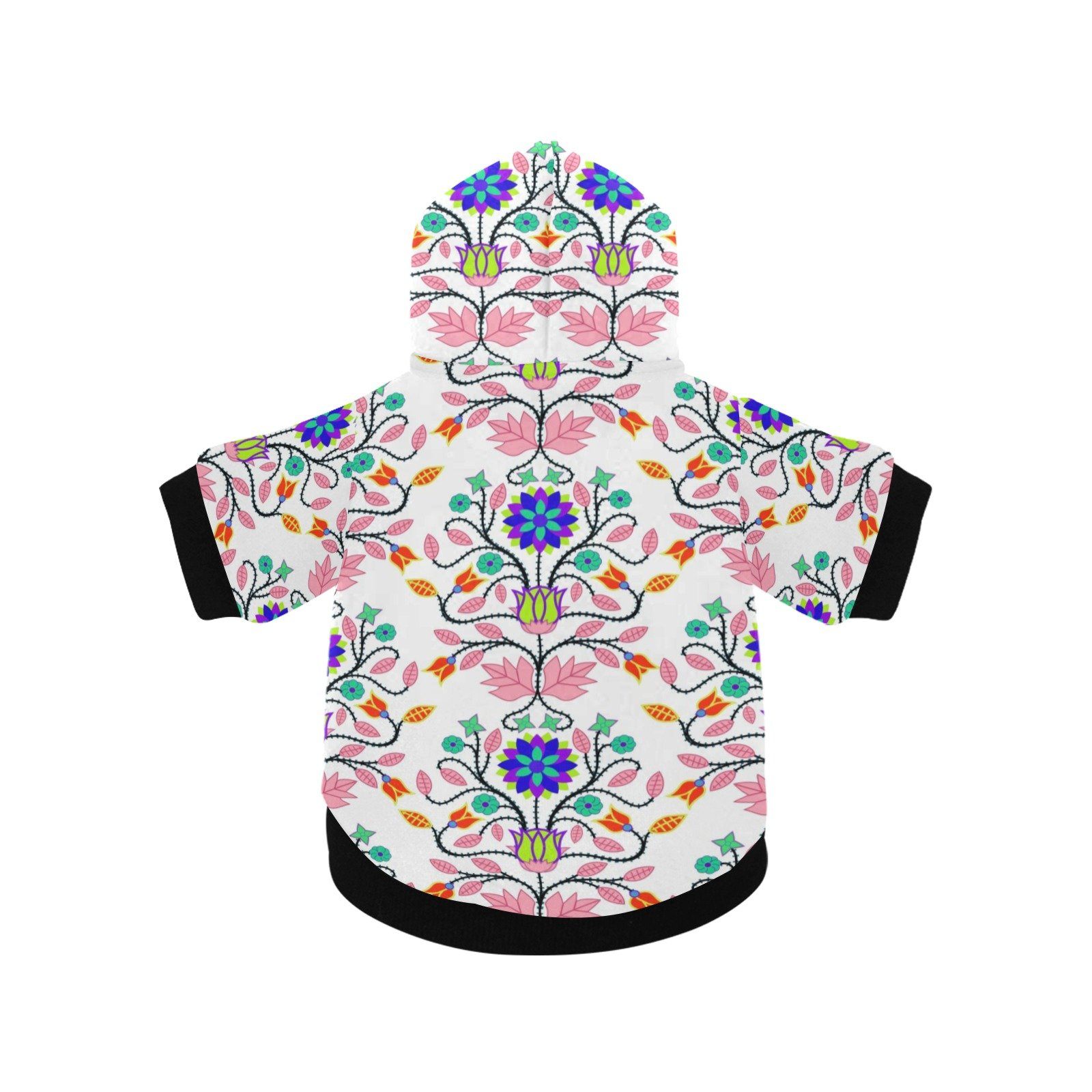 Floral Beadwork Four Clans White Pet Dog Hoodie Pet Dog Hoodie e-joyer 