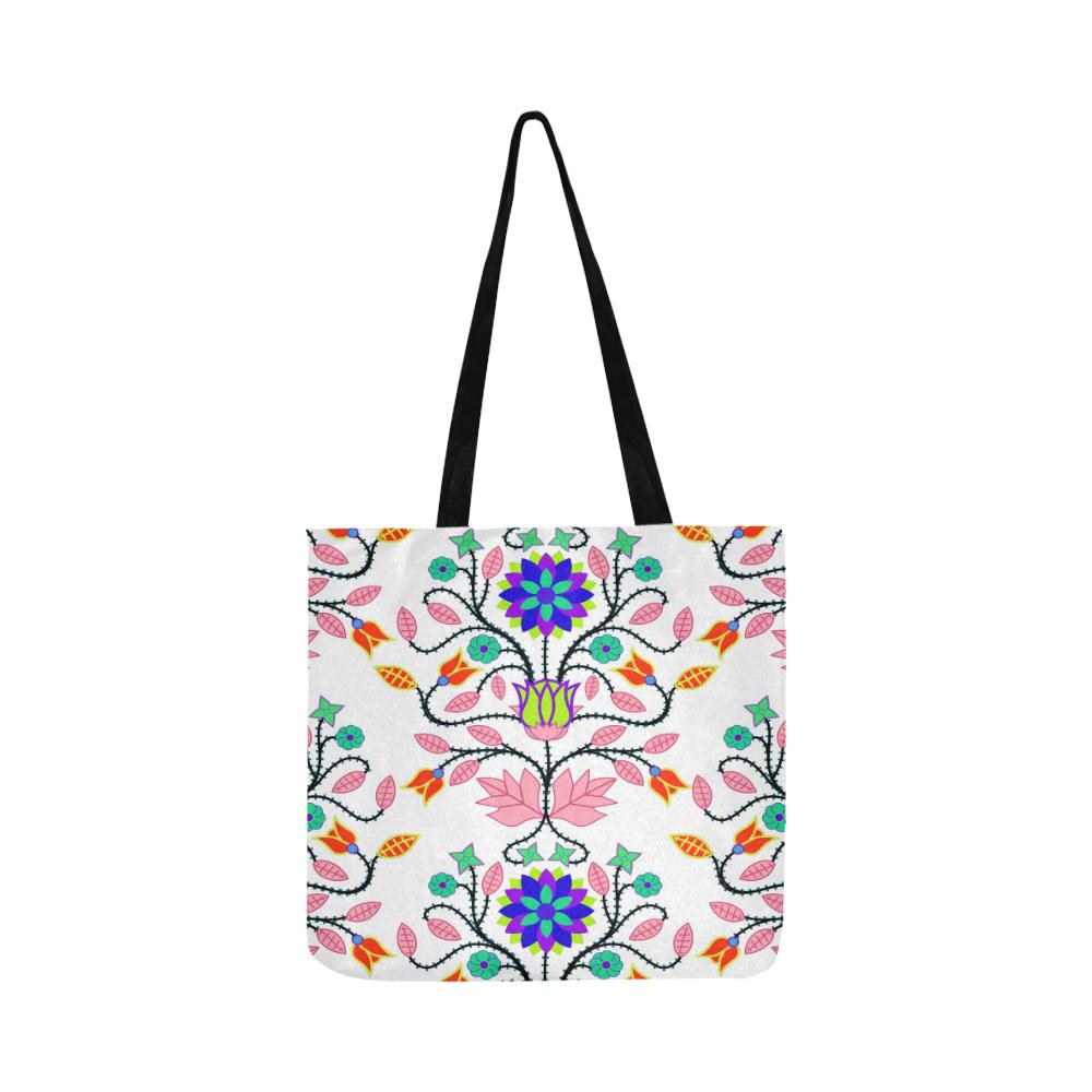 Floral Beadwork Four Clans White Reusable Shopping Bag Model 1660 (Two sides) Shopping Tote Bag (1660) e-joyer 