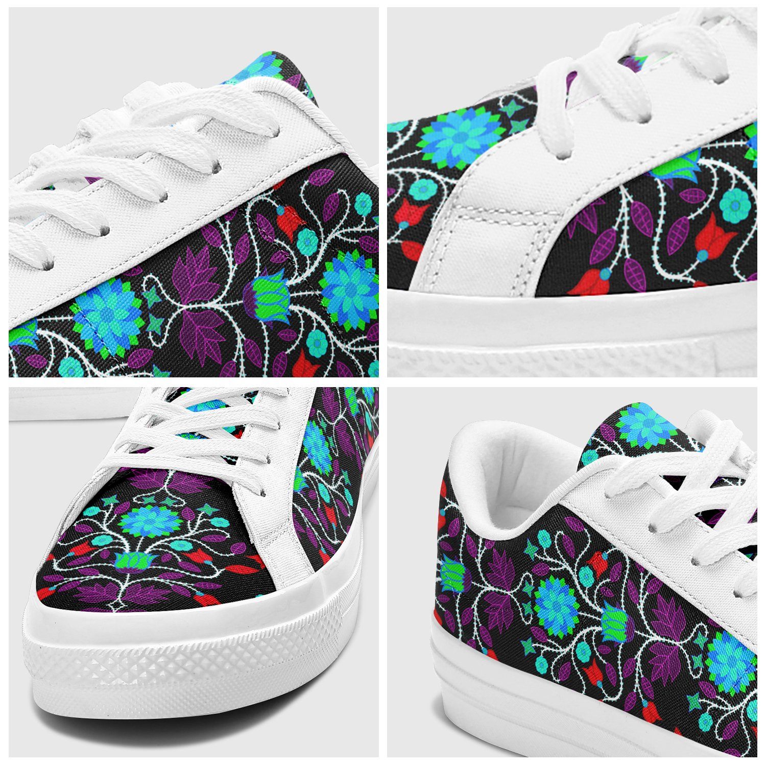 Floral Beadwork Four Clans Winter Aapisi Low Top Canvas Shoes White Sole 49 Dzine 