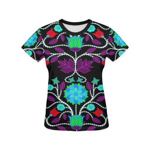 Floral Beadwork Four Clans Winter All Over Print T-shirt for Women/Large Size (USA Size) (Model T40) All Over Print T-Shirt for Women/Large (T40) e-joyer 