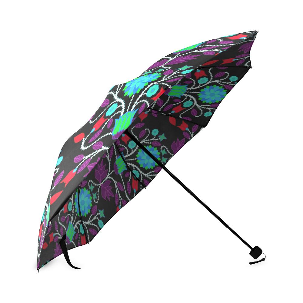 Floral Beadwork Four Clans Winter Foldable Umbrella Foldable Umbrella e-joyer 