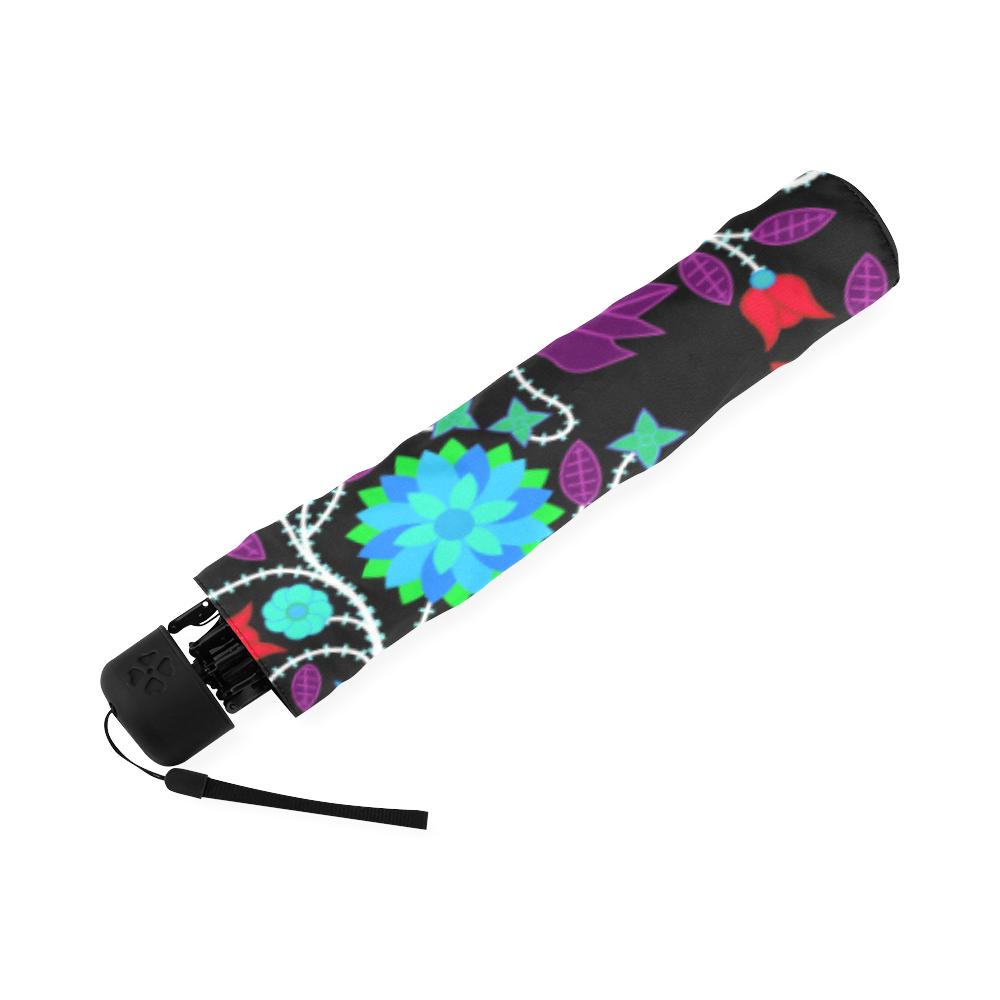 Floral Beadwork Four Clans Winter Foldable Umbrella Foldable Umbrella e-joyer 