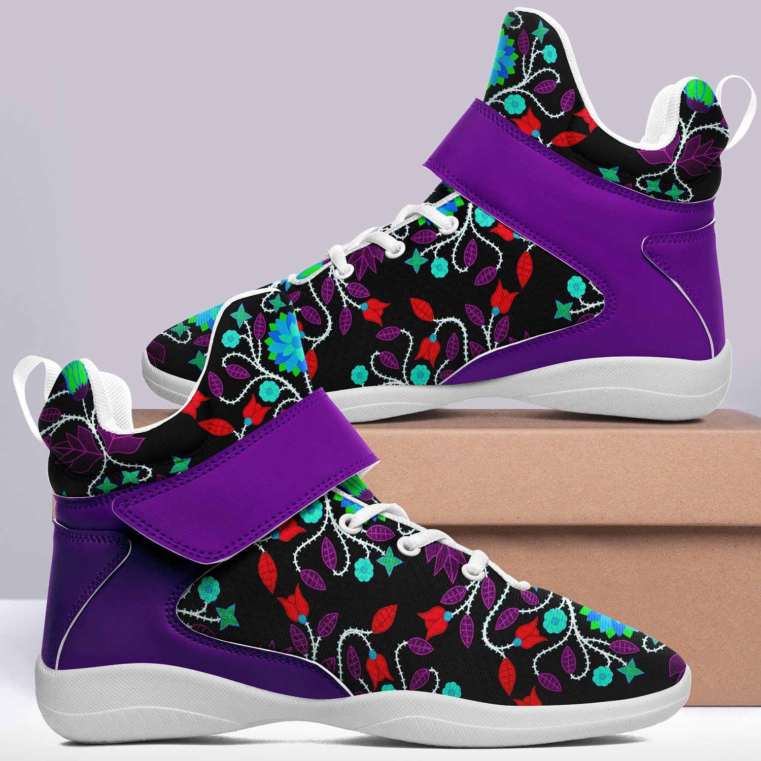 Floral Beadwork Four Clans Winter Ipottaa Basketball / Sport High Top Shoes 49 Dzine 