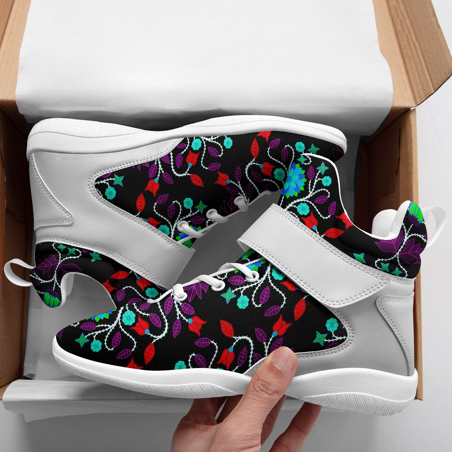 Floral Beadwork Four Clans Winter Ipottaa Basketball / Sport High Top Shoes 49 Dzine 