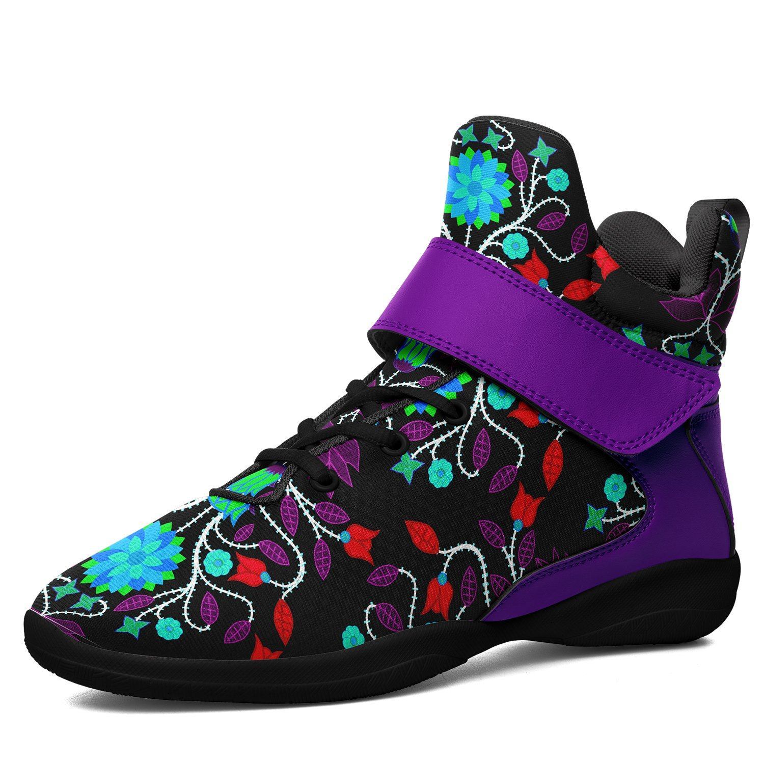 Floral Beadwork Four Clans Winter Kid's Ipottaa Basketball / Sport High Top Shoes 49 Dzine US Child 12.5 / EUR 30 Black Sole with Indigo Strap 