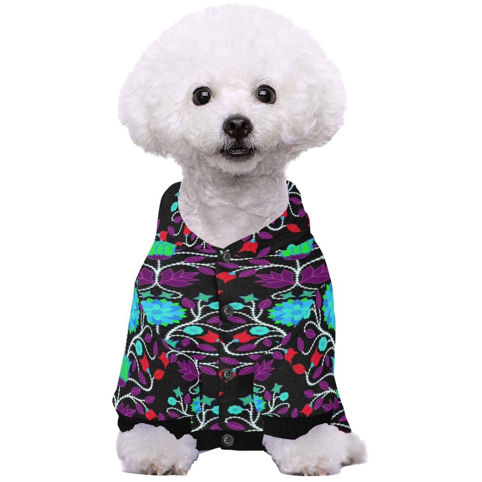 Floral Beadwork Four Clans Winter Pet Dog Hoodie Pet Dog Hoodie e-joyer 