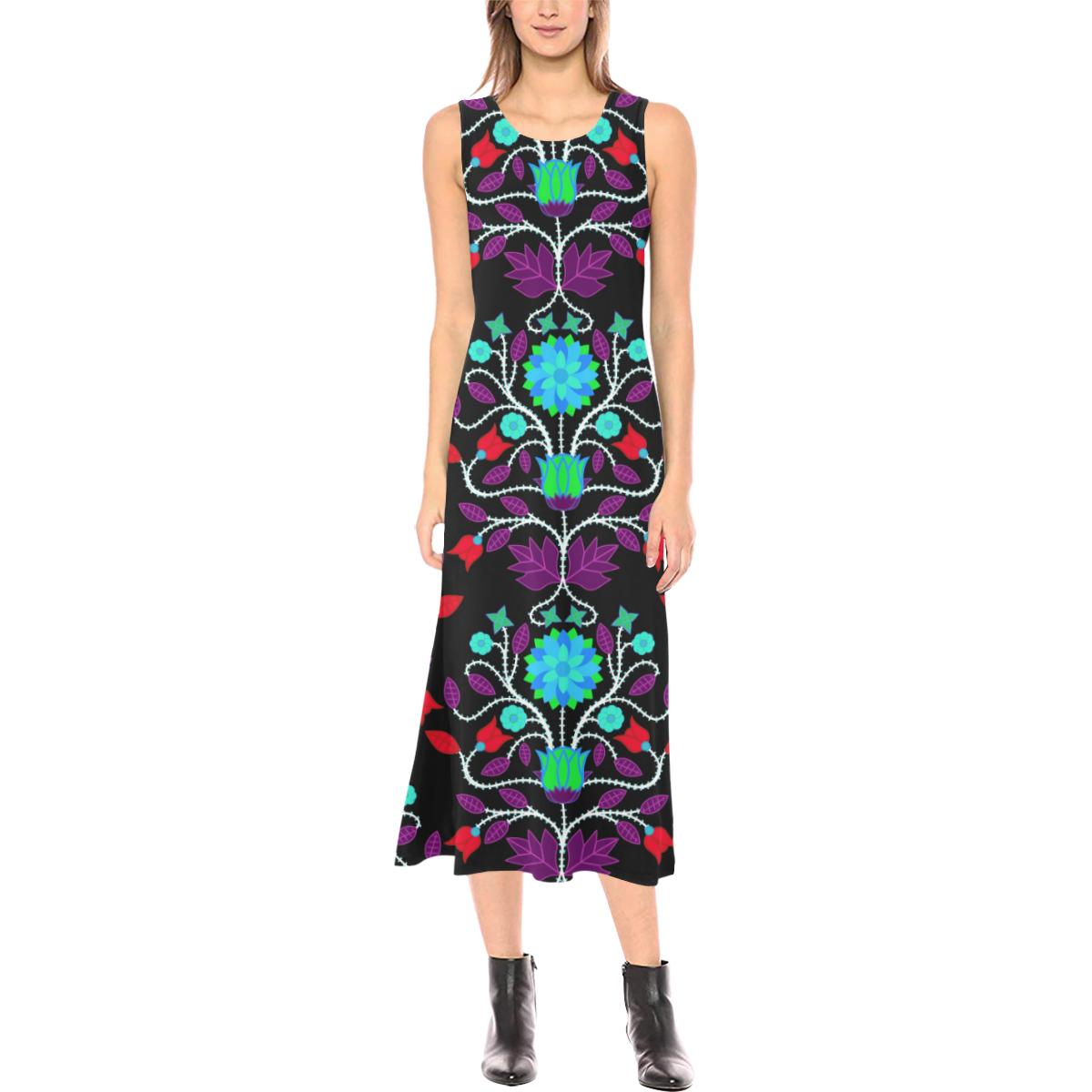 Floral Beadwork Four Clans Winter Phaedra Sleeveless Open Fork Long Dress (Model D08) Phaedra Sleeveless Open Fork Long Dress (D08) e-joyer 