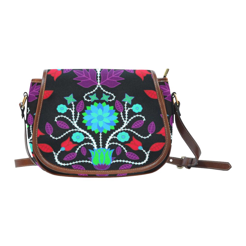 Floral Beadwork Four Clans Winter Saddle Bag/Small (Model 1649) Full Customization Saddle Bag/Small (Full Customization) e-joyer 