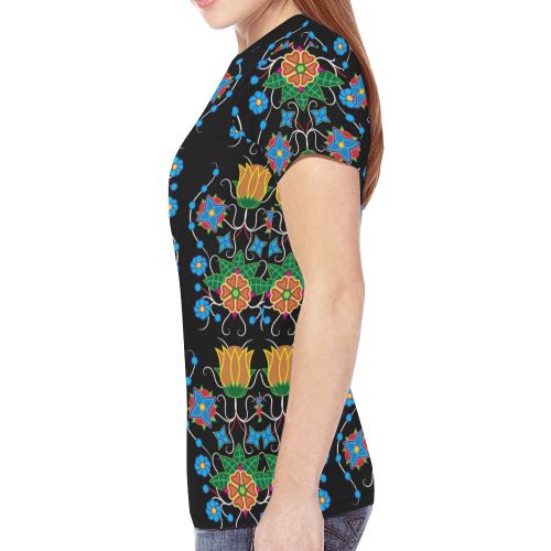 Floral Beadwork Four Mothers New All Over Print T-shirt for Women (Model T45) New All Over Print T-shirt for Women (T45) e-joyer 
