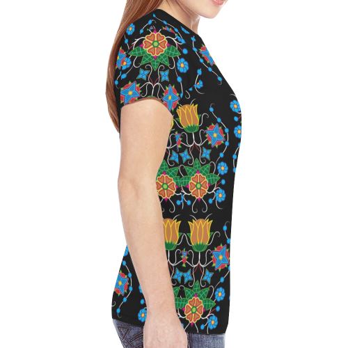 Floral Beadwork Four Mothers New All Over Print T-shirt for Women (Model T45) New All Over Print T-shirt for Women (T45) e-joyer 