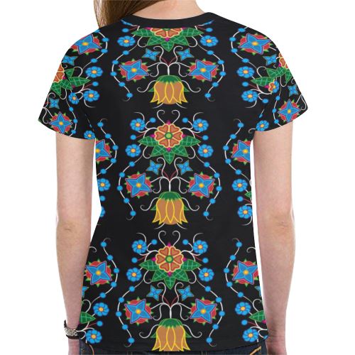 Floral Beadwork Four Mothers New All Over Print T-shirt for Women (Model T45) New All Over Print T-shirt for Women (T45) e-joyer 