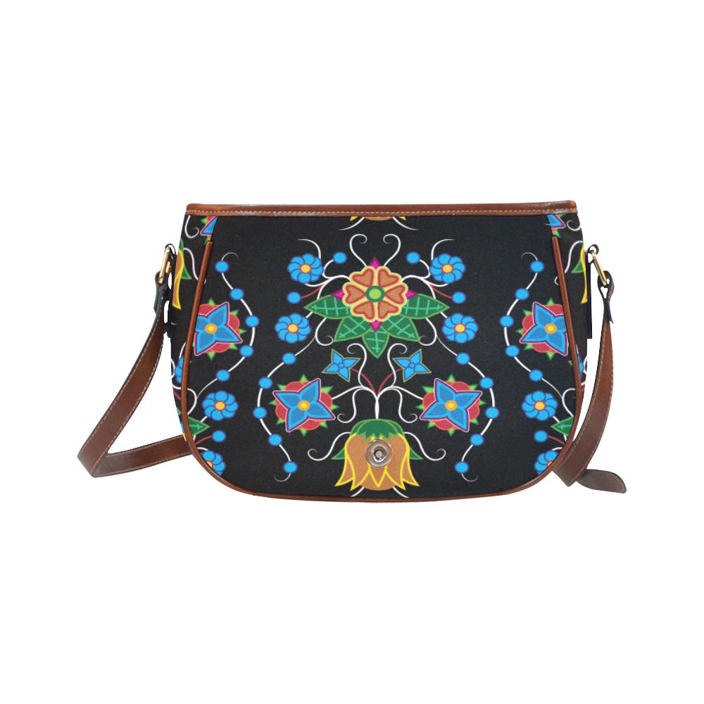 Floral Beadwork Four Mothers Saddle Bag/Small (Model 1649) Full Customization Saddle Bag/Small (Full Customization) e-joyer 