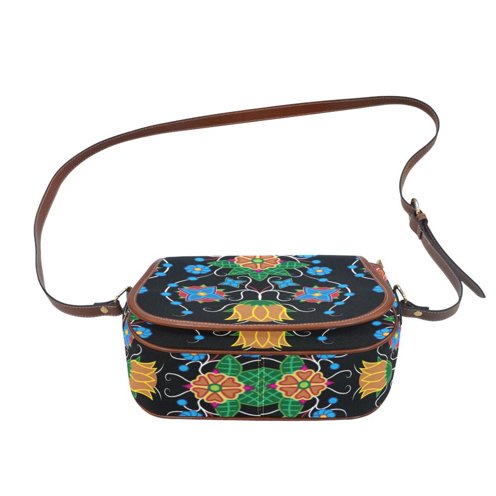 Floral Beadwork Four Mothers Saddle Bag/Small (Model 1649) Full Customization Saddle Bag/Small (Full Customization) e-joyer 