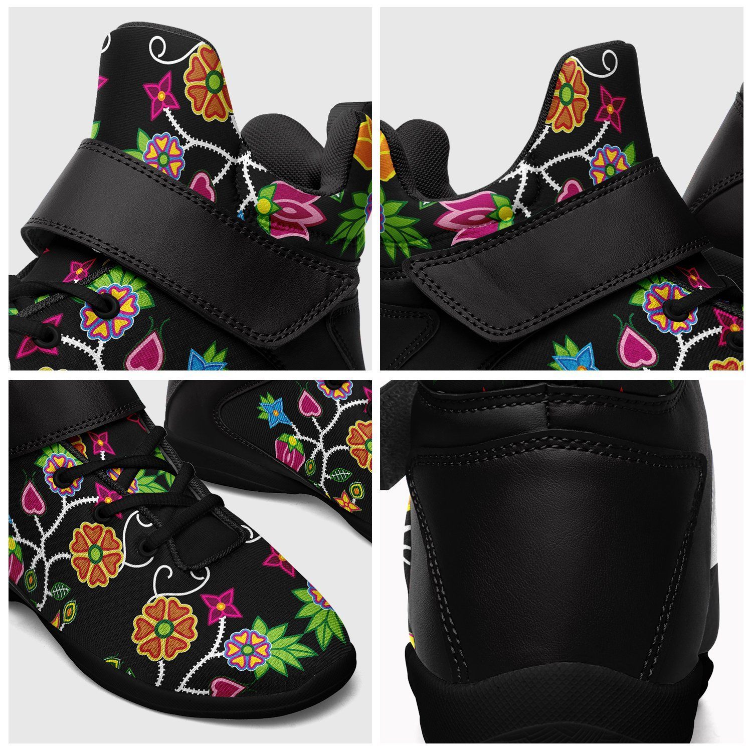 Floral Beadwork Ipottaa Basketball / Sport High Top Shoes - Black Sole 49 Dzine 